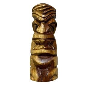 Vtg Hand Carved Wood Tiki Totem 6”Figurine Hawaii Sculpture Polynesian Statue